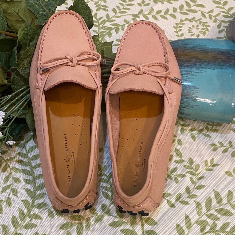 Mercanti Fiorentini Blush rose Pink Suede Driving Loafers